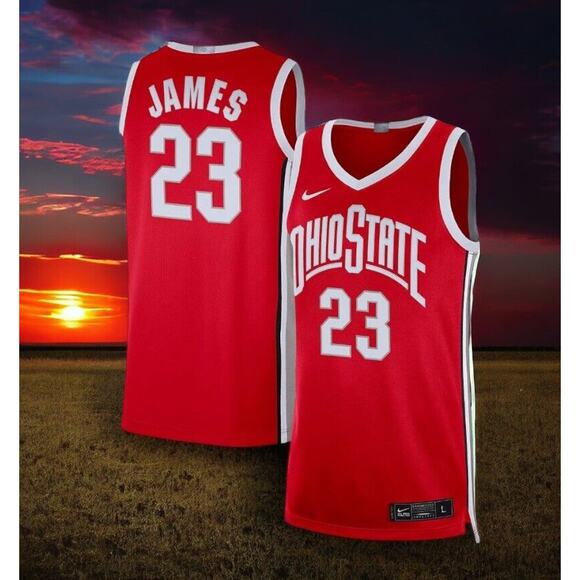LeBron James Nike 23 Ohio St Buckeyes Limited Elite Red Swingman Jersey Mens 2XL